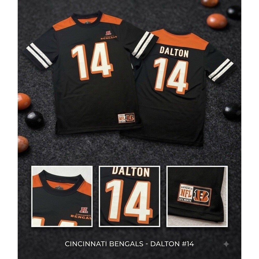 Majestic Youth S Cincinnati Bengals Andy Dalton #14 NFL Jersey Black NWT